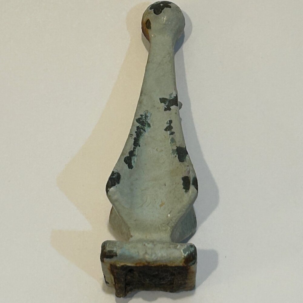 Old Iron Fence Painted Finial Ball Tip Quad Spear VINTAGE